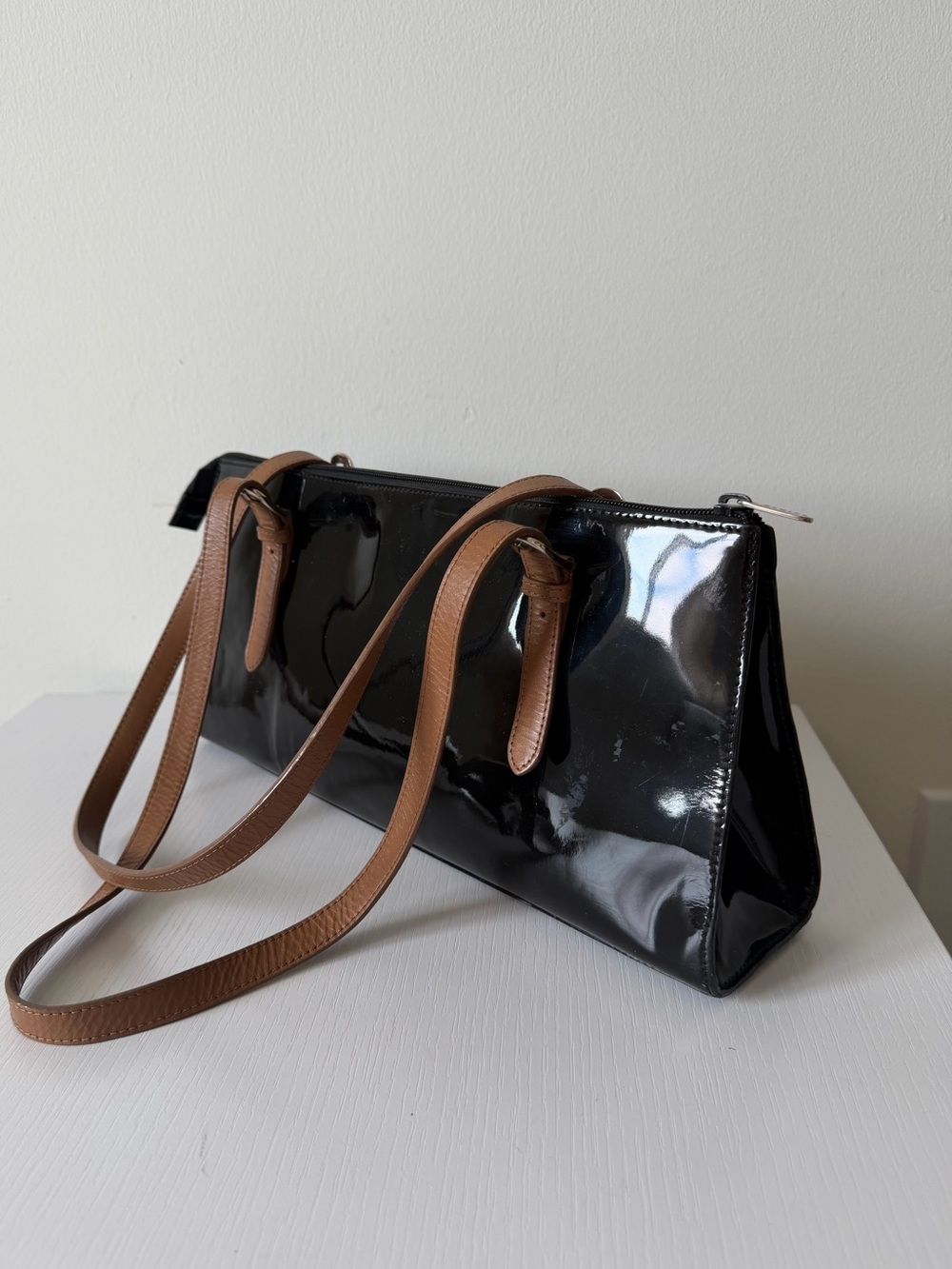 Vintage Danier Y2K Black Patent Leather Shoulder Bag